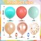 Hawaiian Balloons Set, Orange Teal Blue Light Green Chrome Rose Gold Confetti Latex Balloons (Pack of 60 12 Inch)